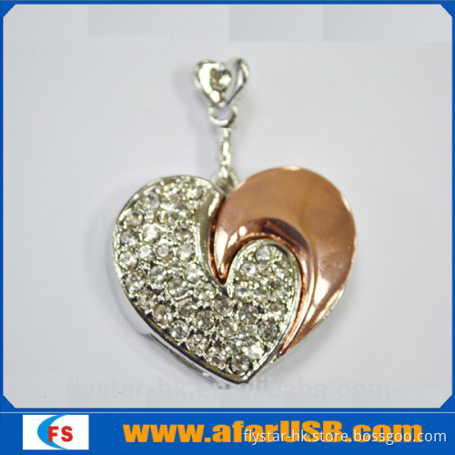 Heart shape crystal usb flash drives,free logo printing usb,free sample usb pen drive,jewelery usb memory flash